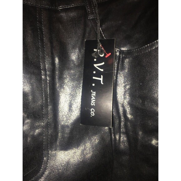 Vintage RVT Jeans Co Women's Plus Black Faux Bonded Hard Leather Pants Size 20 - Picture 4 of 9